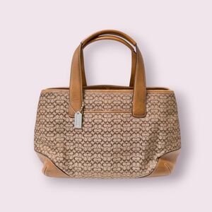 Vintage Coach 6620 Hampton bag in Brown and Khaki signature Canvas and Leather